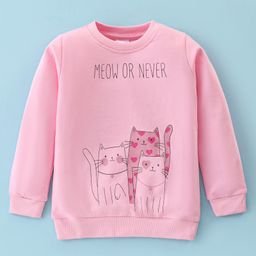 Tango Sinker Knit Full Sleeves T-Shirt With Kittens Print - Pink-picture-8