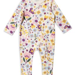 My Milestones 100% Cotton Full Sleeves Floral Printed Romper With Two Way Zipper - Cream-image-27