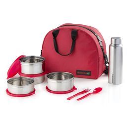 Varmora Homeware SS Family Lunch Box Set With Insulated Bag - Raspberry Pink-23