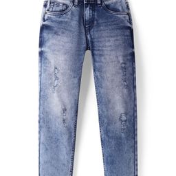 Pine Kids Denim Woven Full Length Washed Jeans - Navy Blue-image-19