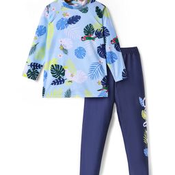 KIDLINGSS Full Sleeves Floral & Birds Printed Top & Leggings - Blue-picture-21