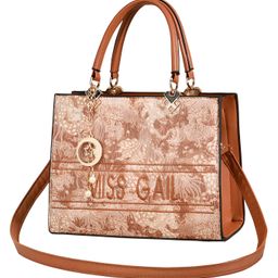SYGA Elegant Floral Embossed Handbag for Women Tote with Gold Accents (Orange)-picture-2