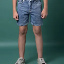 CRIMSOUNE CLUB Cotton Woven Solid Shorts - Blue-picture-40