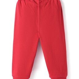 Zero Interlock Knit Full Length Lounge Pants with Text Print - Red image 2
