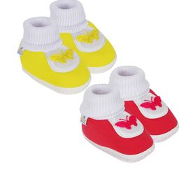 NESKA MODA 3 To 12 Months Baby Boys & Baby Girls Set of 2 Pair Combo Cute Cotton Butterfly Booties-34