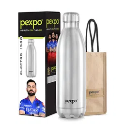 Pexpo Silver-Toned Single Stainless Steel Water Bottle-picture-55