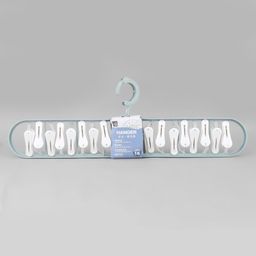 fab n funky Rectangular Shaped Hanger With 16 Clips - Blue image 4