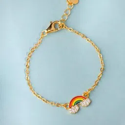 GIVA Girls 925 Sterling Silver Gold-Plated Zircon Studded Rainbow Charm Bracelet-image-62