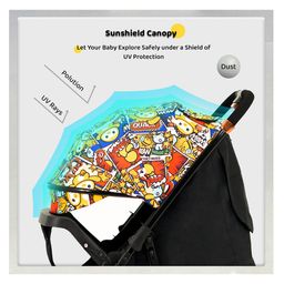 Baby Stroller  StarAndDaisy Travel Elite Baby Stroller Pram for Travel  Foldable Compact Strollers with Reversible Handel  Adjustable Backrest & Canopy  5-Point Safety Harness  Suspension Wheels & Storage Basket (Graffti) image 5
