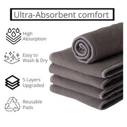 AEREX Reusable Black Inserts Pads for Diapers Bamboo Charcoal Inserts Liners Natures Cloth Diaper Liner Wet Free Booster Inserts Nappy Inserts for Baby Cloth Diapers (Pack of 7) image 5