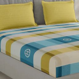 Monte Carlo Ramonbx Yellow Cotton Printed 200 TC Double Bedsheet with 2 Pillow Covers-picture-49