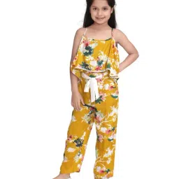 StyleStone Kids Yellow Floral Print Jumpsuit-11