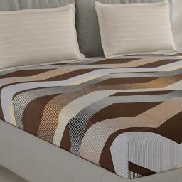 Monte Carlo Ramonbx Brown & Grey Cotton Printed 200 TC Double Bedsheet with 2 Pillow Covers-image-86