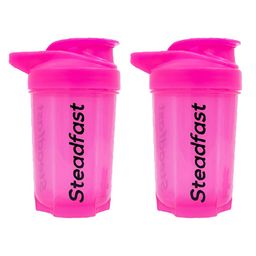 Steadfast Nutrition Set Of 2 Pink Protein Shaker Blender Bottle with Blender Ball 400ml-image-34
