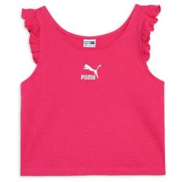 Puma Kids Ruffles Garnet Rose Pink Cotton Logo Top-image-1