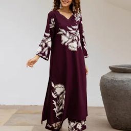 Autumnlane Purple Bakul Garnet Embellished Regular Fit Kurta Pant Set-37