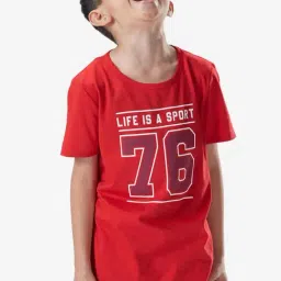 DOMYOS By Decathlon Kids Cherry Red Printed T-Shirt-image-30