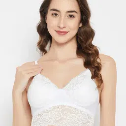Clovia White Lace Work Bralette Bra-picture-42
