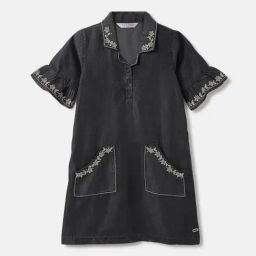 Elle Girls Black Embroidery Dress-image-79