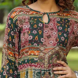 Rain and Rainbow Multicolor Printed A Line Kurta image 5