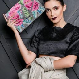 Odette Multicolor Fabric Envelope Clutch-image-36
