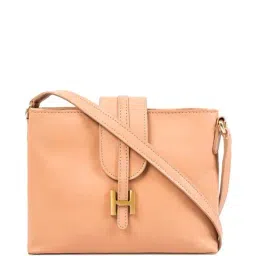 Hidesign Ecom Tan Solid Medium Sling Handbag-image-15