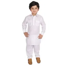 SG Yuvraj Kids White Solid Kurta with Pyjama-image-9