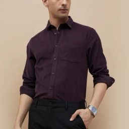 Code By Lifestyle Purple Regular Fit Self Pattern Shirt-picture-16