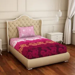 Spaces Pink 144 TC Cotton Single Bed Sheet with 1 Pillow Cover-image-12