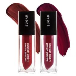 SUGAR Cosmetics Smudge Me Not Liquid Lipstick 14 Teak Mystique and 17 Fiery Berry - Pack of 2-8