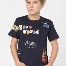 Jack & Jones Junior Blazer Navy Cotton Printed T-Shirt-picture-9