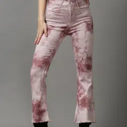 SHOWOFF Mauve Tie & Dye Mid Rise Jeans-55