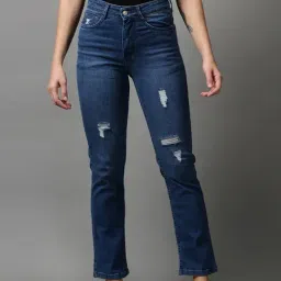 SHOWOFF Blue Solid Mid Rise Jeans-image-80