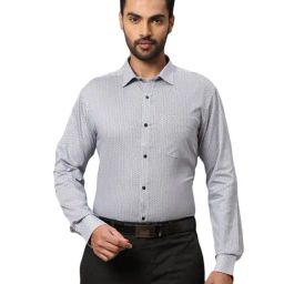 Park Avenue Black Cotton Slim Fit Printed Shirt-image-69