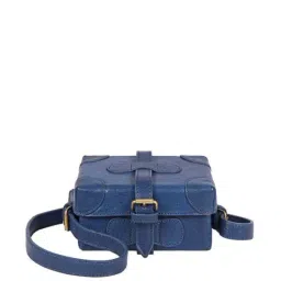 Hidesign Blue Textured Medium Sling Handbag-image-26