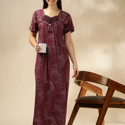 9shines Label Women Abstract Printed Maxi Nightdress-image-29