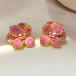 FIMBUL Gold-Plated Enamel Floral Studs-75