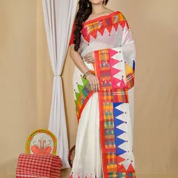 DipDiya Striped Woven Design Taant Saree-image-46