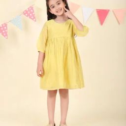 Fabindia Girls Lime Embroidery Dress-image-40