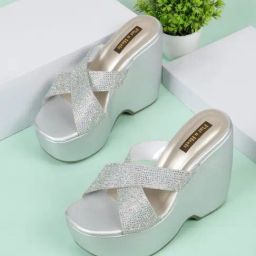 Flat N Heels Women's Silver Cross Strap Sandals-image-23