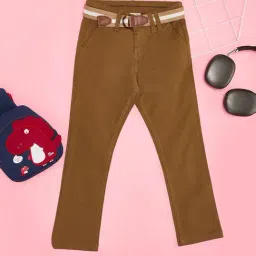 Pantaloons Junior Boys Brown Cotton Pants-picture-41