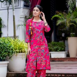 Shrivani Floral Printed Pure Cotton A-Line Kurta With Palazzos-47