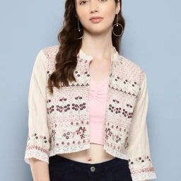 Aarika Beige Cotton Embroidered Shrug-image-12