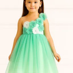 TILISM Girls One Shoulder Net Fit & Flare Maxi Dress-picture-32