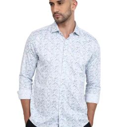 Park Avenue Medium Blue Cotton Printed Slim Fit Shirt-picture-39