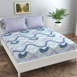 Florida BS-Prime Blue Cotton 180 TC King Size Bedsheet With 2 Pillow Covers-image-1