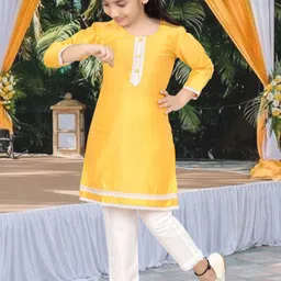 Pehanaava Girls Regular Thread Work Kurti with Pyjamas-image-23