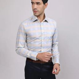 Louis Stitch Blue Cotton Regular Fit Checks Shirt-image-64