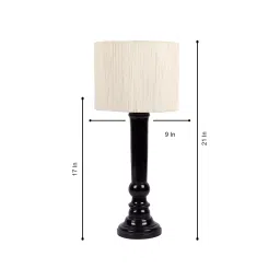 Tucasa NTU-192 B-22 Table Lamp with Wood Base (Beige) image 2