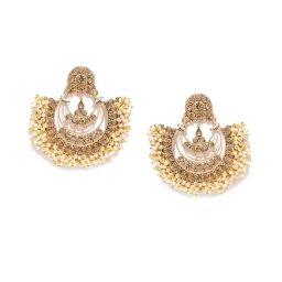 Panash Golden Brass Chand Bali Earrings-image-22